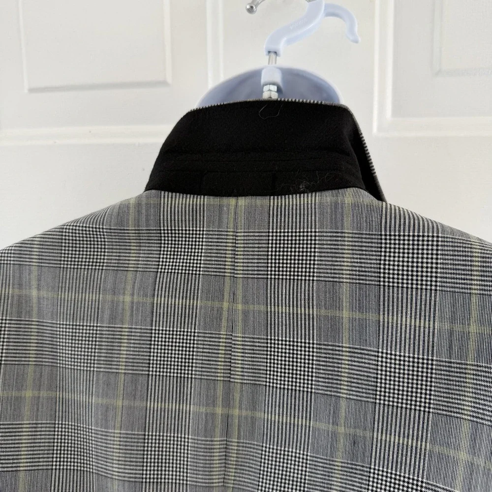 Express Suit Jacket Mens 40R Gray Plaid Wool Blend Extra Slim Stretch Business